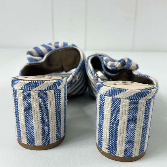 Circus by Sam Edelman Sz 7 Sahara Blue White Striped Block Heel Slip On Sandals - Picture 2 of 8